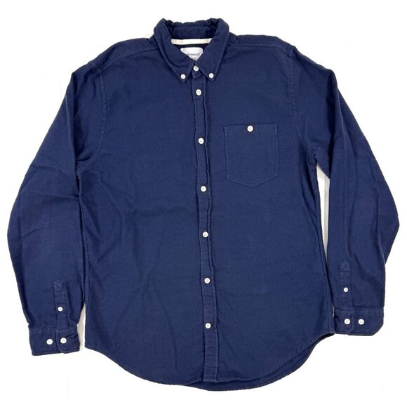Norse Projects Shirt Mens Size Large Navy Long Sleeve Osvald Brushed Flannel - Picture 1 of 11
